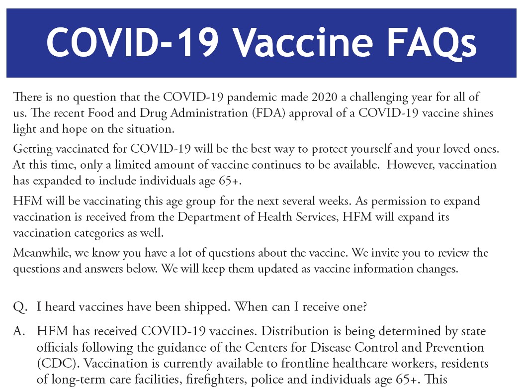 COVID-19 Vaccine FAQ